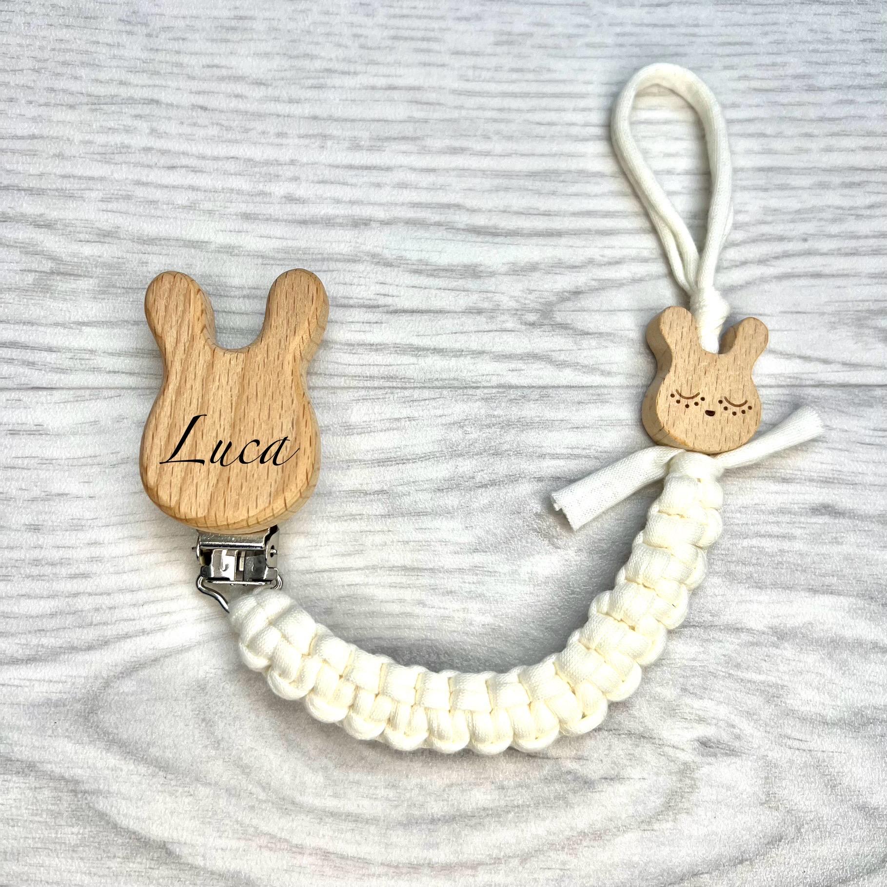 Schnullerkette Hase, Häschen, Weiss, Creme, Natur, Wählbar Mit Name, Holz Gravur, Personalisiert, Geschenk Geburt Taufe, Ostergeschenk von Etsy - HerzarbeitDE