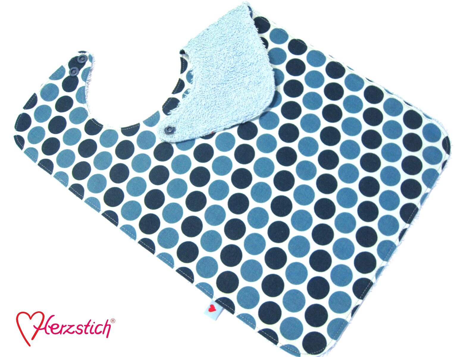 Lätzchen "Blue Dots" von Etsy - Herzstich