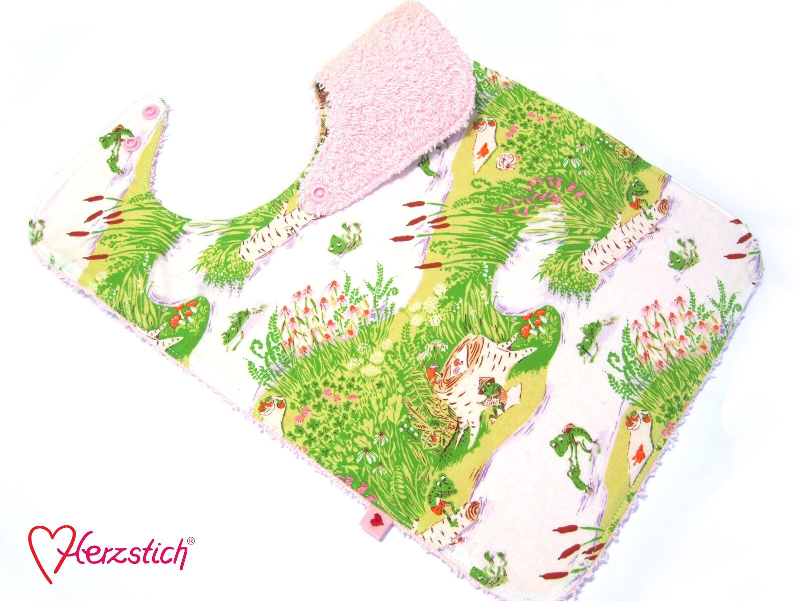 Lätzchen "Fröschlein" Rosa von Etsy - Herzstich