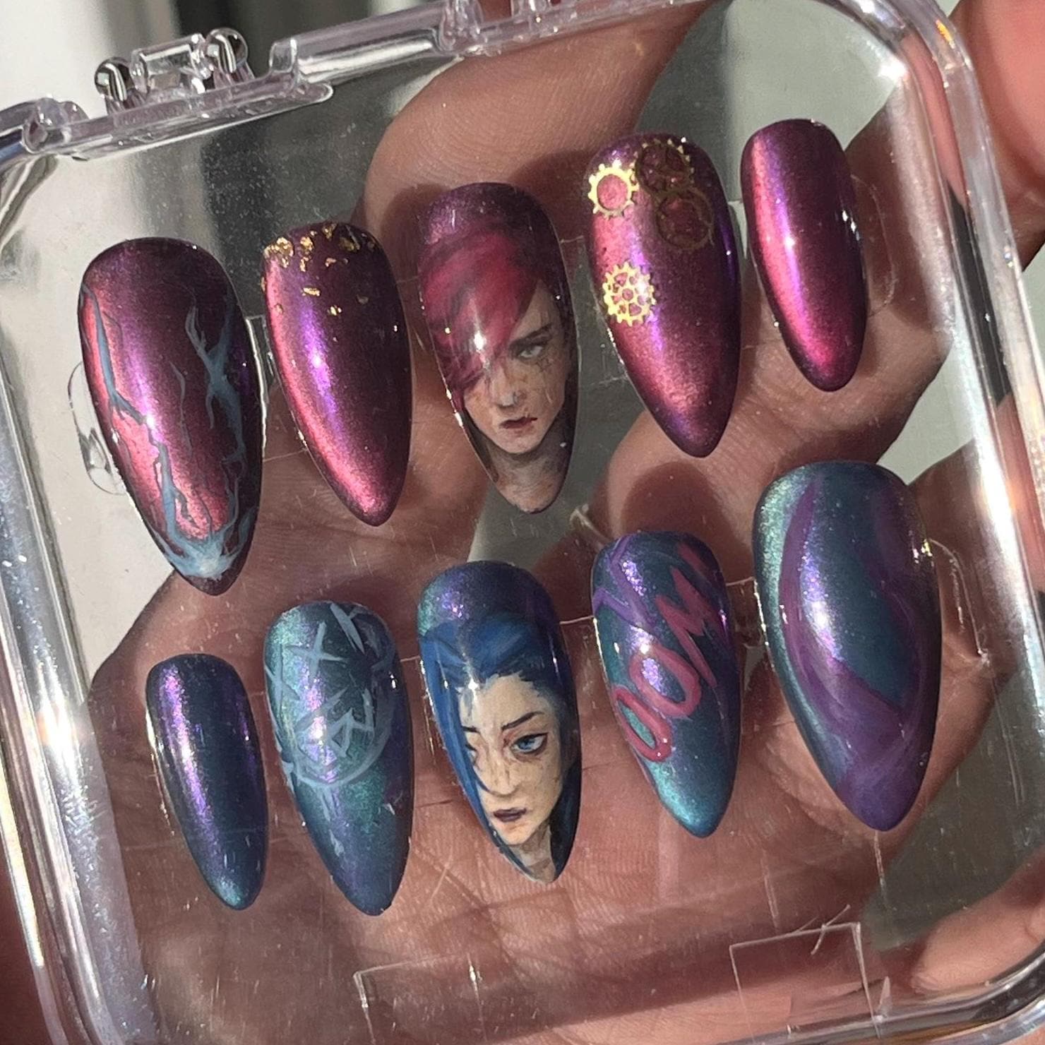 Jinx Und Vi Benutzerdefinierte Presse Auf Nagelset, Arcane von Etsy - HibouNails