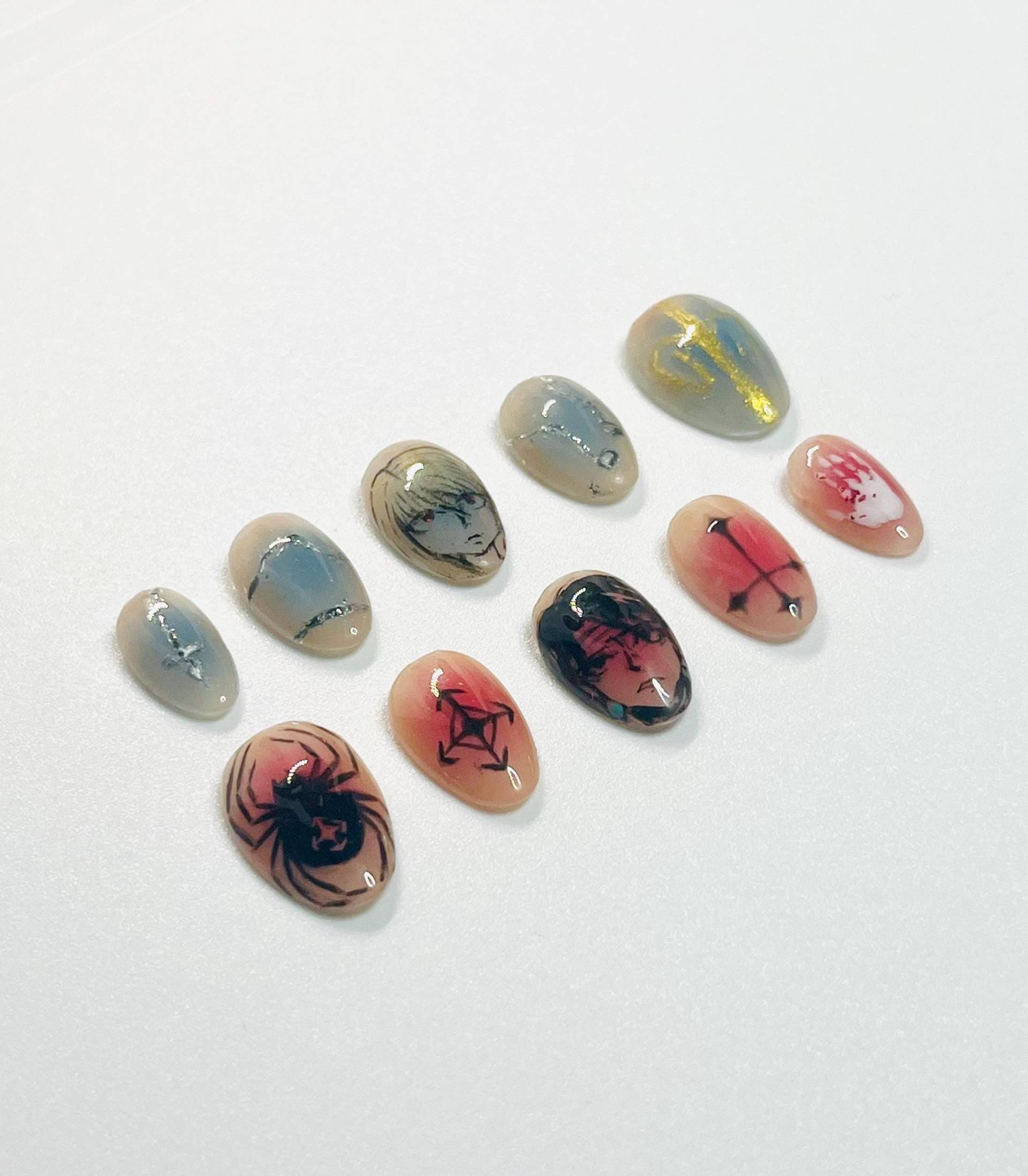 Kurapika Und Kuroro/Chrollo Drücken Sie Auf Nägel, Hunter X von Etsy - HibouNails