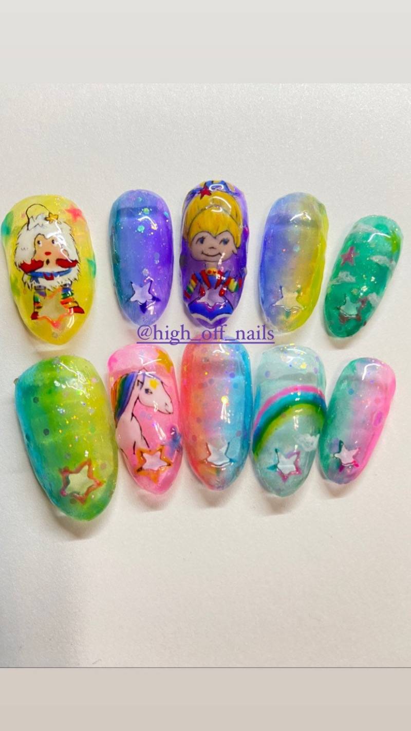 Regenbogen Leuchtender Stern Ausgeschnittene Druckknallen von Etsy - HighoffnailsStudio