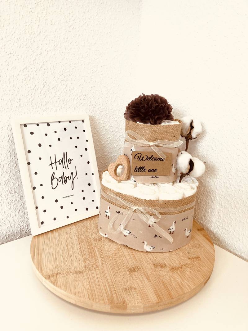 Baby Windeltorte I Naturtöne Braun Tierprint von Etsy - HimmelhochjauchzenDE