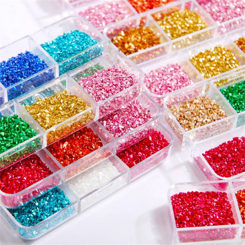 Beliebte Gebrochene Glassteine Kristallglas Nagel Kies Glitzer Strass 18G/Box Unregelmäßige Form Nail Art Design Dekoration Zubehör von Etsy - HisenleeDIY