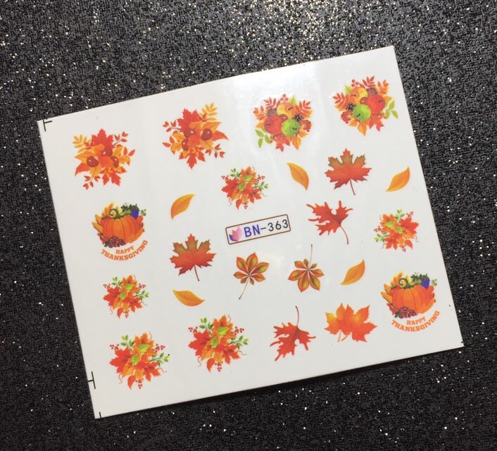 Ein Bogen Thanksgiving Blätter Wasser Transfer Sticker - Nail Art Ein Bogen Thanksgiving Blätter Wasser Transfer Sticker - Nail Art von Etsy - HoneyBunnyLacquer