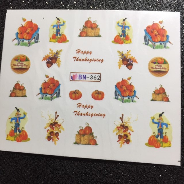 Ein Bogen Thanksgiving Kürbisse Wasser Transfer Sticker - Nail Art Ein Bogen Thanksgiving Kürbisse Wasser Transfer Sticker - Nail Art von Etsy - HoneyBunnyLacquer