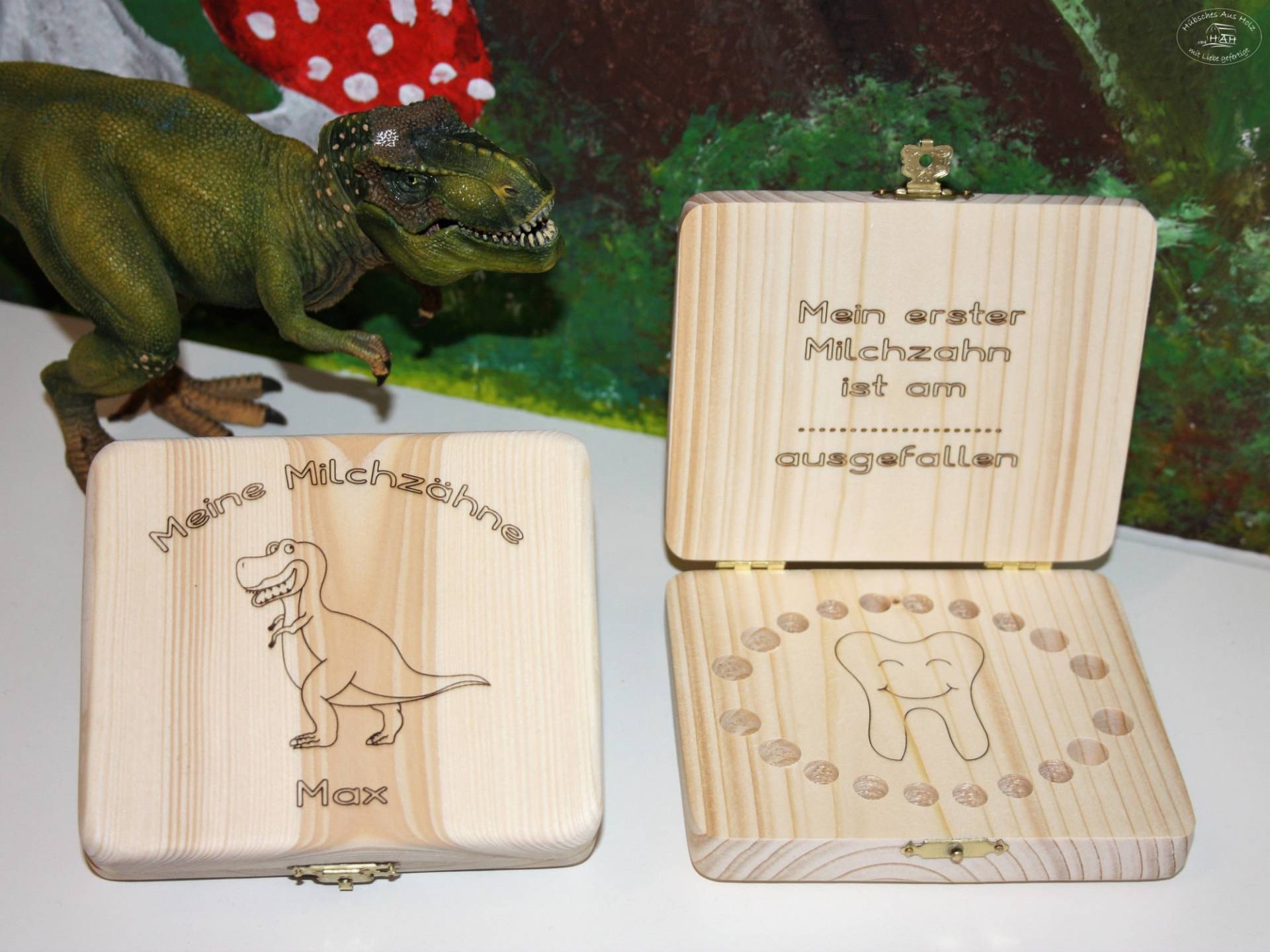 Zahnbox/Zahndose Dino, Personalisiert von Etsy - HuebschesAusHolz