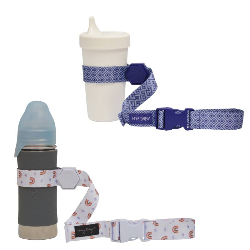 Hunny Baby Schnabelgurt Für Babyflasche | Toy Strap 2 Pack Snack Cup Leine Mit Gummi-Griff Kinderwagen Hochstuhl Tether Blue/Rain von Etsy - HunnyBabyCo