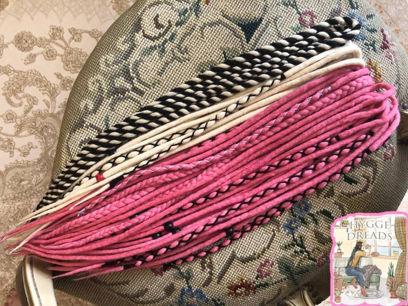 Woll-Dreadlocks + Zöpfe Twists Pink, Blond, Schwarz Double Ended Oder Single Weiche Gefälschte Merino-Dreadlocks Set Geschenkgeschen von Etsy - HyggeDreads