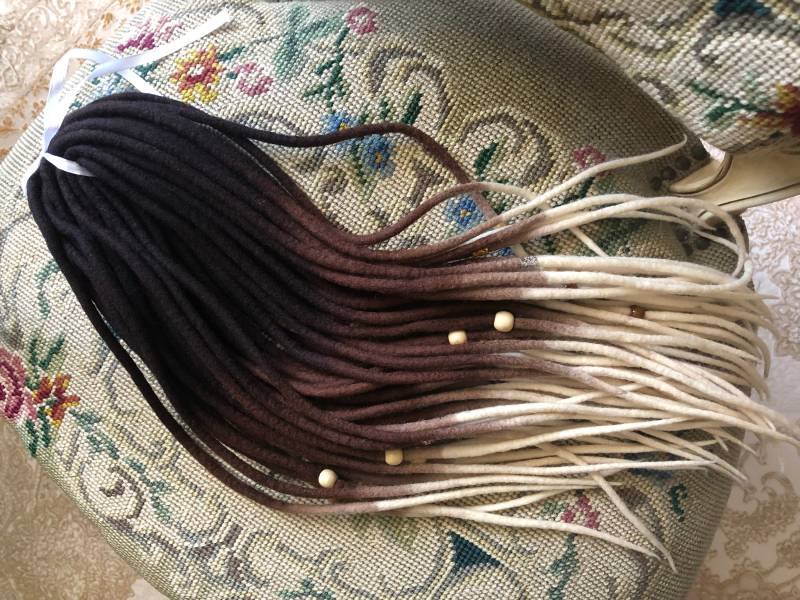 Wolle Fürchtet Ombre Dunkelbraun - Braun Blonde Farbe Doppelt Oder Einseitig Weich Gefälschte Merino Umwickelte Dreadlocks Set Geschenk von Etsy - HyggeDreads