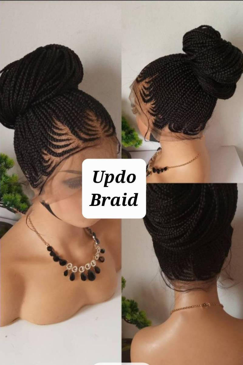 Updo Full Lace Cornrow Geflochtene Perücke, Geflochtene Perücken, Braid Ghana Weberei Perücke. Perücke von Etsy - IjUltimateHair