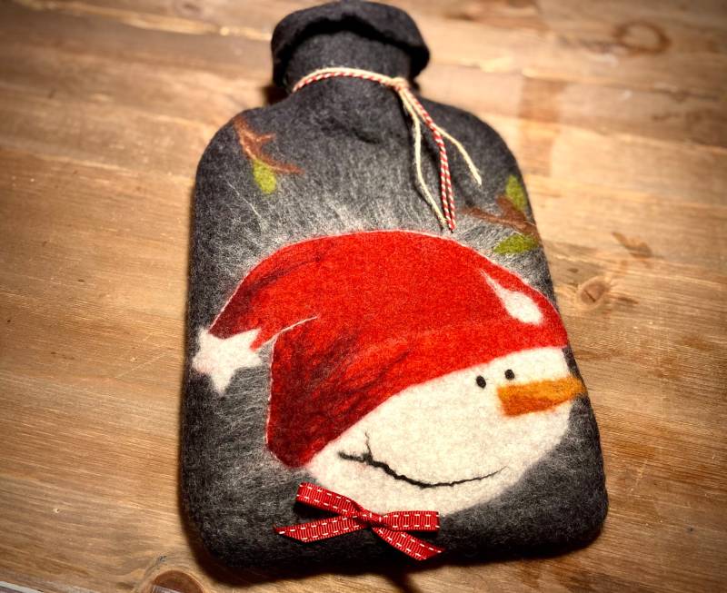 Wärmflasche Mit Schneemann - Handgefilzt 118 von Etsy - IlkaSiebel