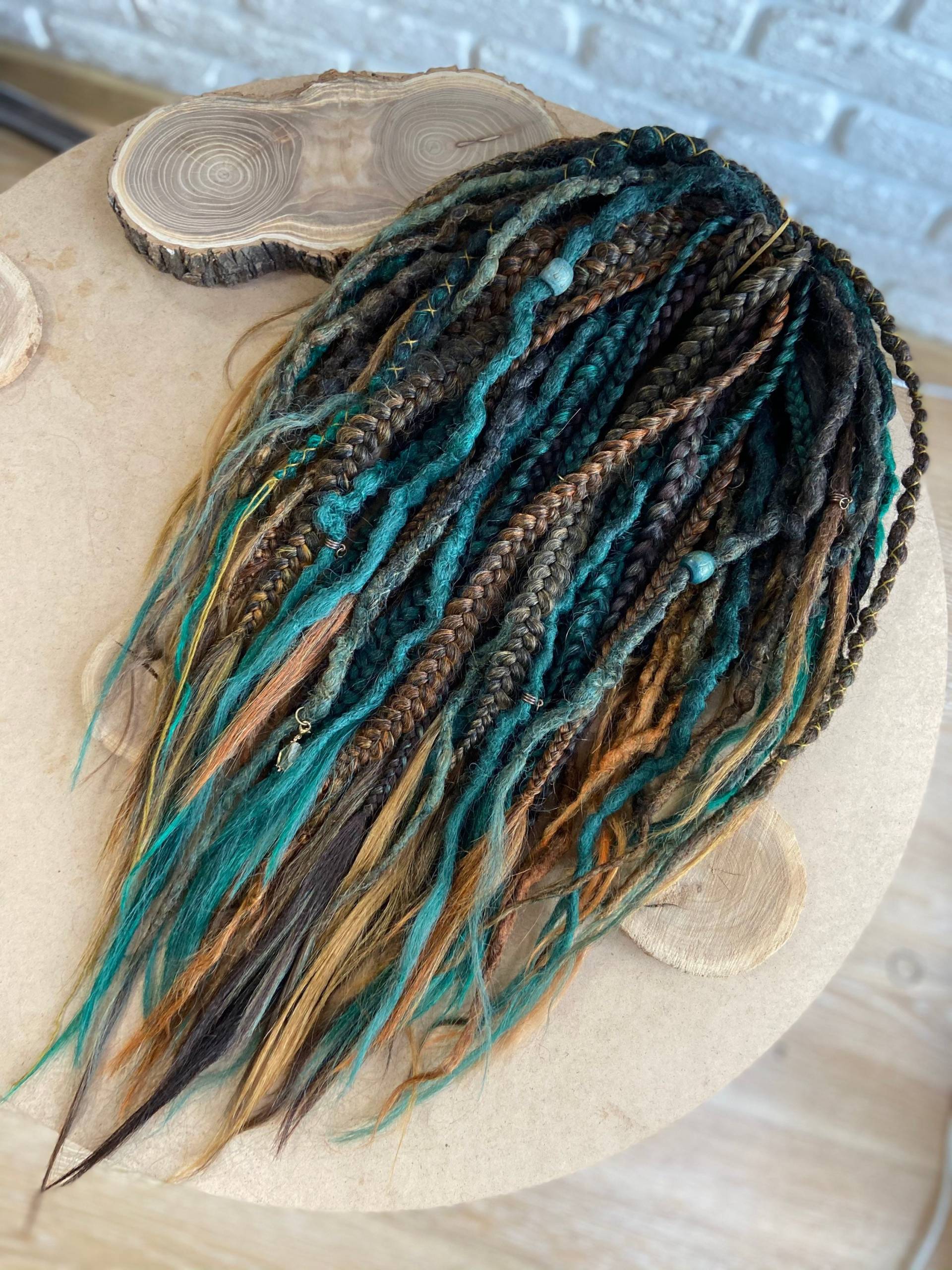 Waldwikinger-Dreadlocks. Monstera Strukturierte Grüne Dreads. Boho-Stil. Häkeln Sie De-Dreadlocks Und Zöpfe. Festival-Dreadlocks von Etsy - InessDreads