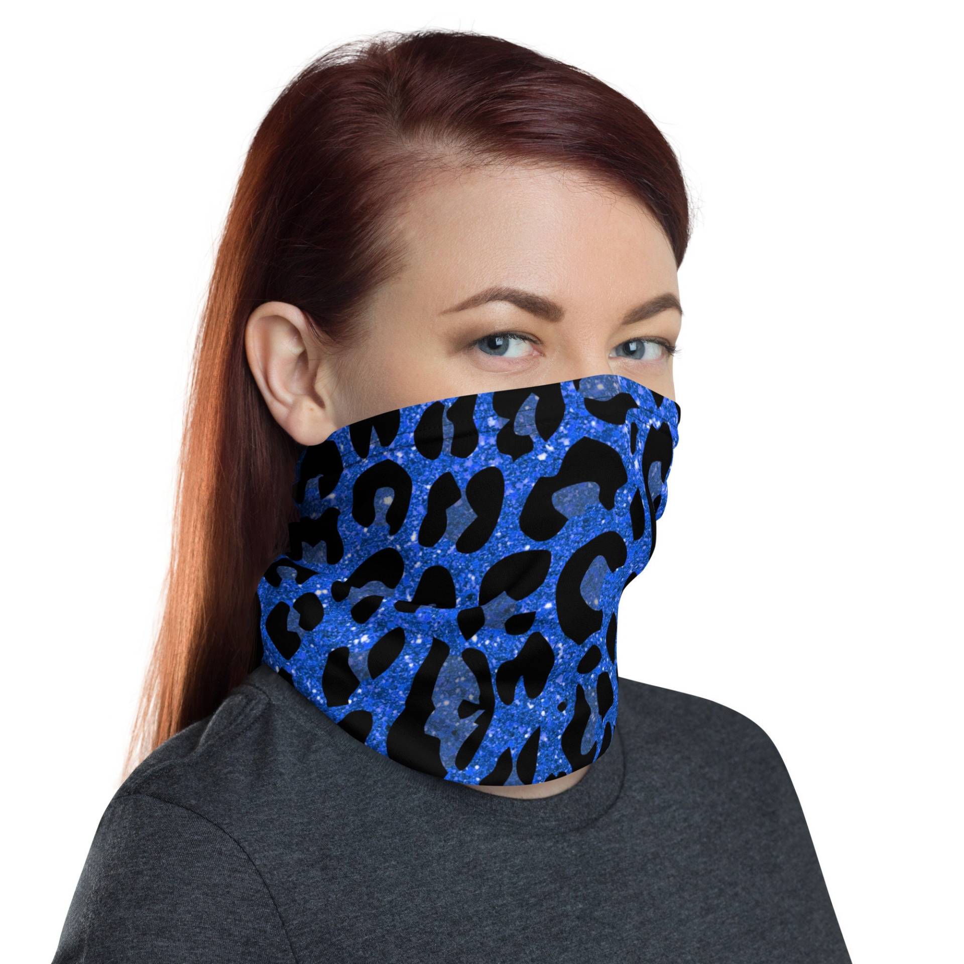 Blauer Leopard Waschbar Gesichtsmaske Hals Gaiter von Etsy - InspiredRebellion