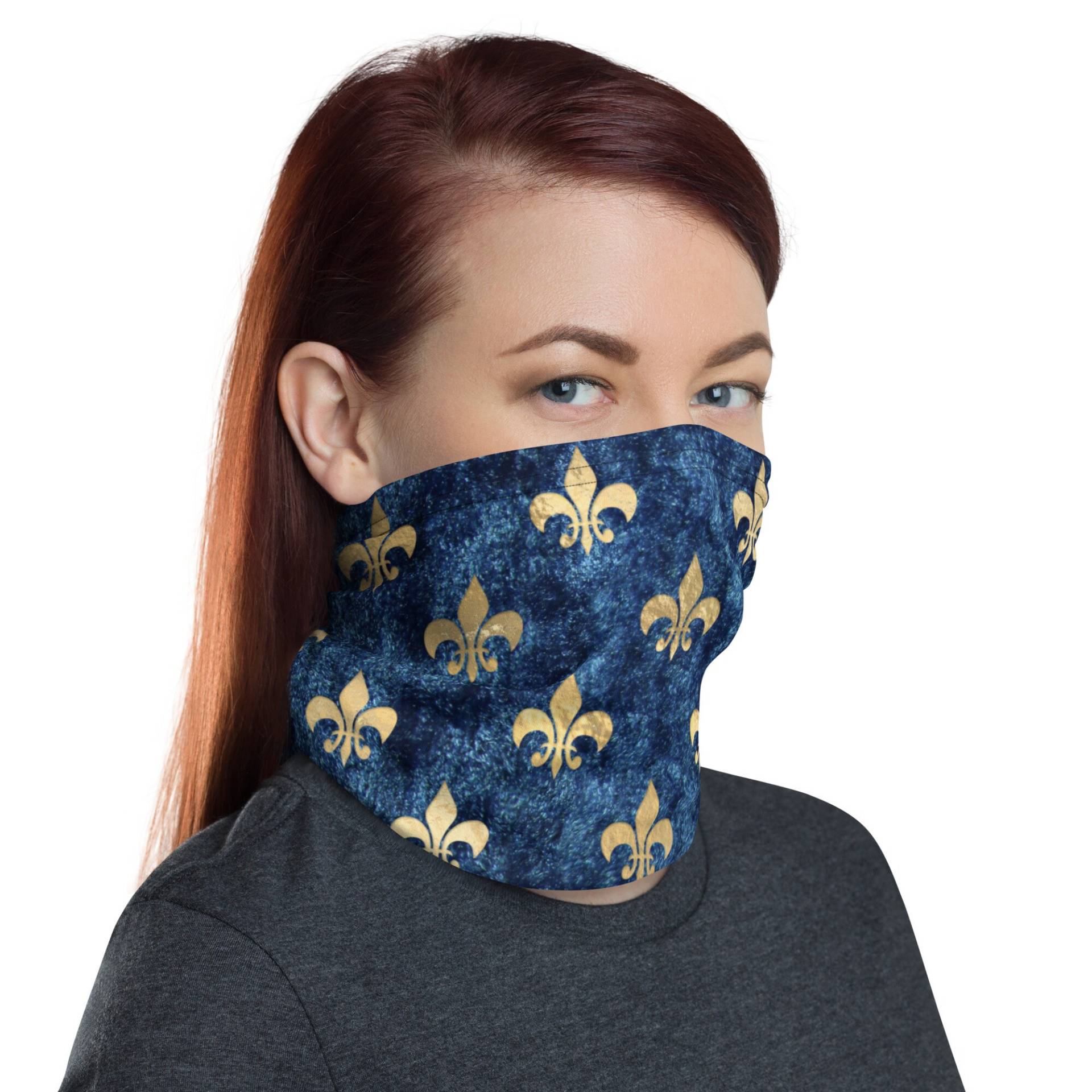 Fleur-De-Lis Blau & Gold Waschbar Gesichtsmaske Hals Gaiter von Etsy - InspiredRebellion