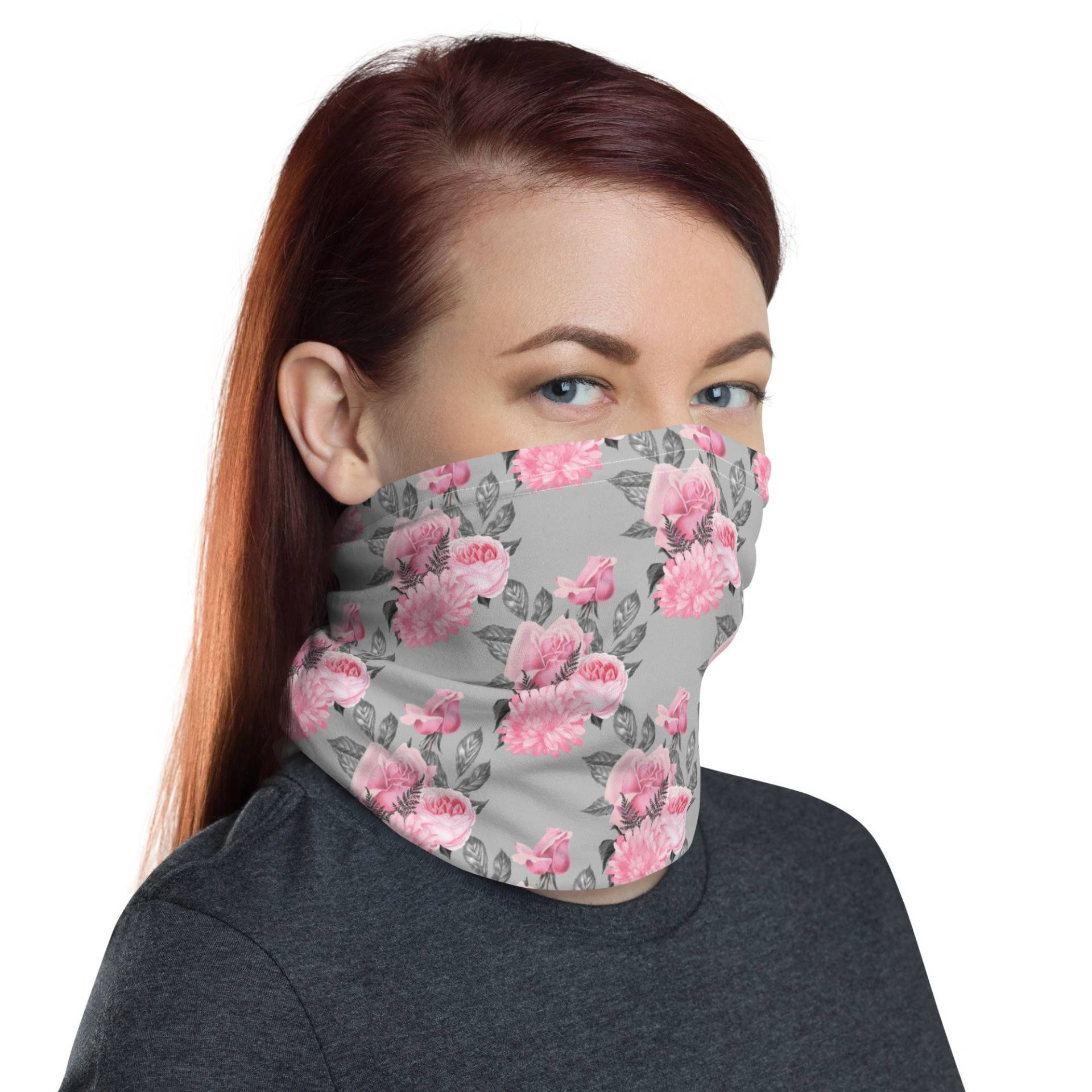 Floral Grau & Rosa Waschbare Gesichtsmaske Hals Gaiter von Etsy - InspiredRebellion