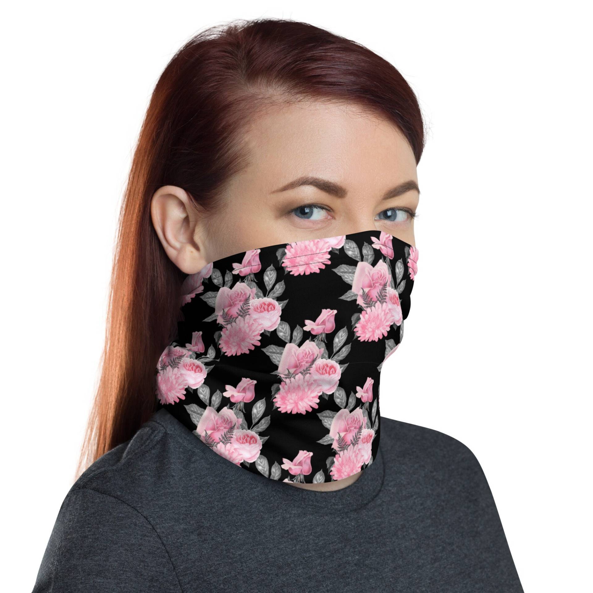 Floral Schwarz & Rosa Waschbare Gesichtsmaske Hals Gaiter von Etsy - InspiredRebellion