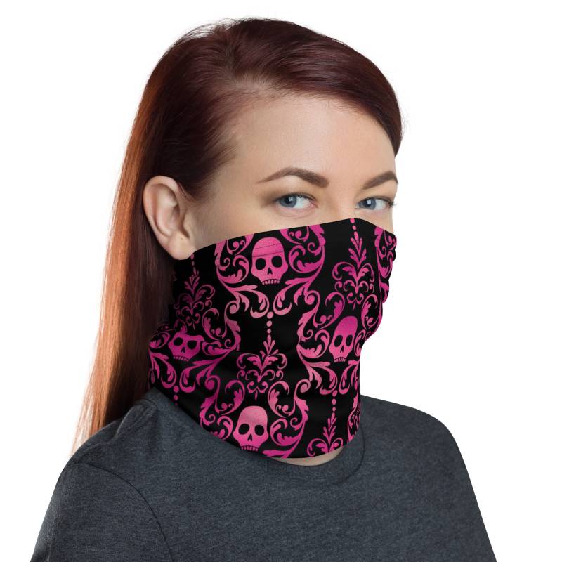 Gothic Skulls Schwarz & Hot Pink Hals Gaiter von Etsy - InspiredRebellion