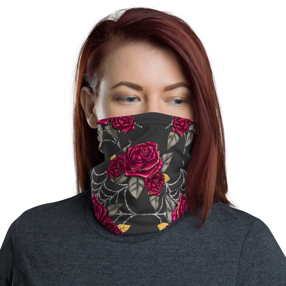 Rosen Und Spinnen Webs Halloween Waschbar Gesichtsmaske Hals Gaiter von Etsy - InspiredRebellion