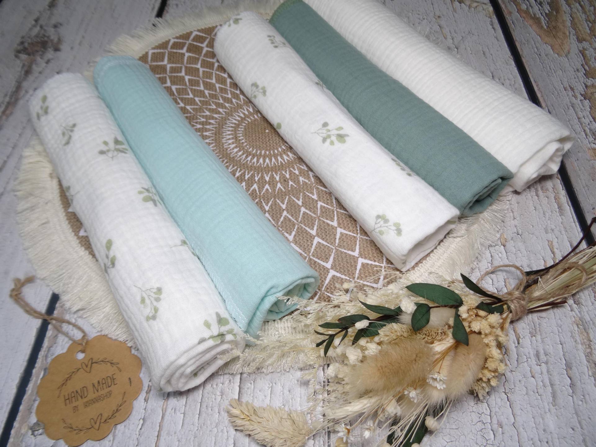 Einer, 2Er Set Oder 3Er , Musselin Tücher, Baby Spucktuch Mulltuch Musselin-Decken, Ökotex "Eukalyptus" Einer, 2Er Set Oder 3Er , Musselin Tücher, Baby Spucktuch Mulltuch Musselin-Decken, Ökotex "Eukalyptus" von Etsy - IriannaShop