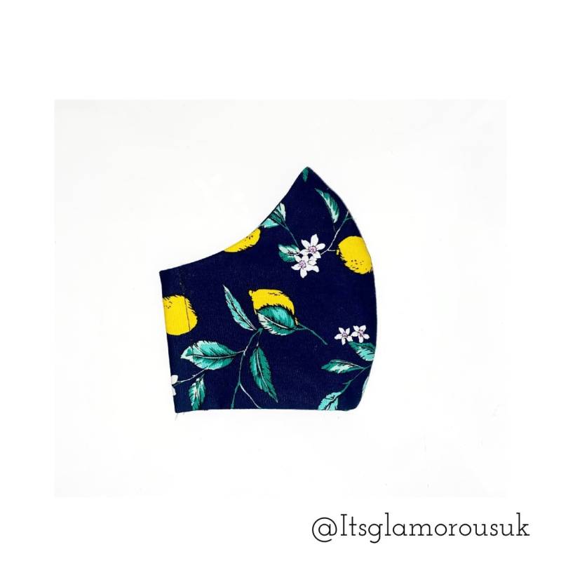 Briefkasten Geschenk - Lemon Print Handgemachte Baumwoll Gesichtsmaske Uk Made Luxusmasken Doppellagig Gemusterte Wiederverwendbar Waschbar von Etsy - ItsGlamorousUK