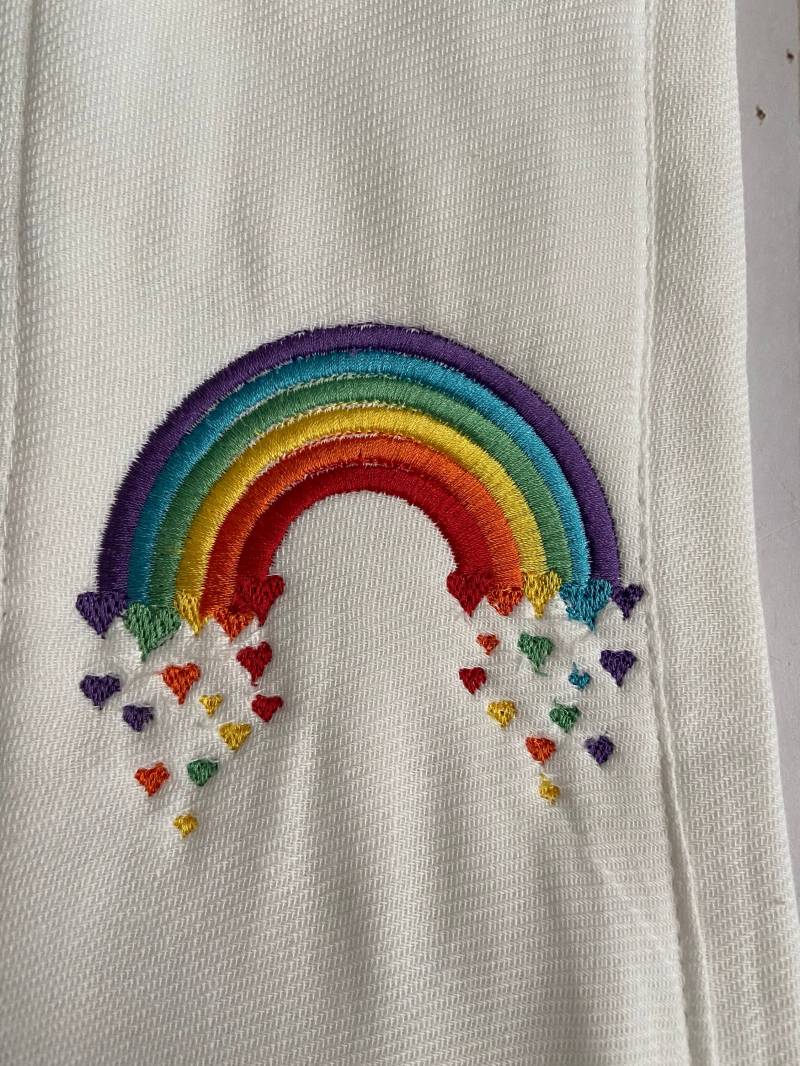 Regenbogen Motiv 3Er Set Bestickte Leinen von Etsy - IzzysAtticStore