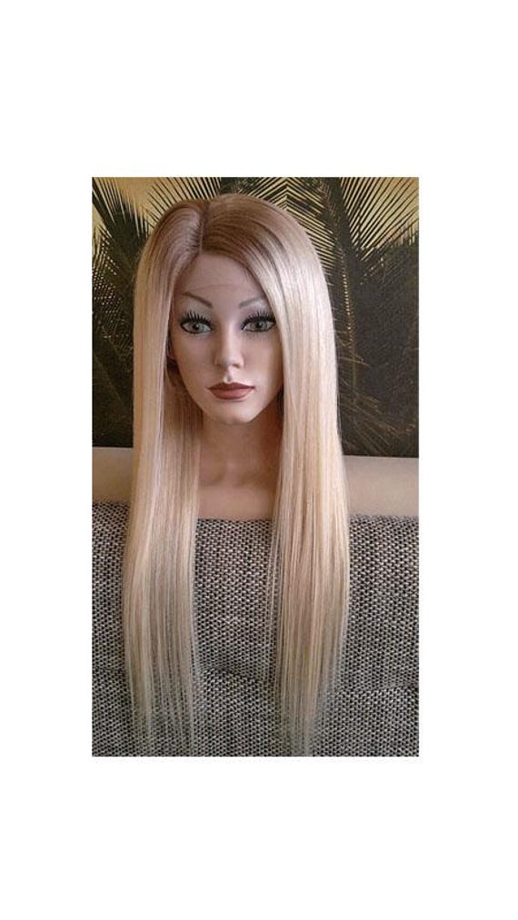 Perücke Full Lace Wig Remy Echthaar 100% Balayage Ombre Gewellt Wavy Lang Blond Hellblond Aschblond Dunkelblond Volle Spitze 360 Grad von Etsy - JLWLaceWigPeruecken