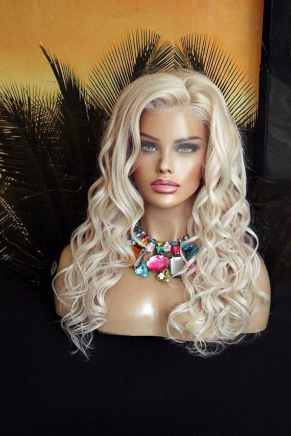 Perücke Remy Echthaar 100% Lace Wig Gewellt Gelockt Lang Langhaar Blond Hellblond Weißblond Aschblond Eisblond Platinblond 13x4 von Etsy - JLWLaceWigPeruecken