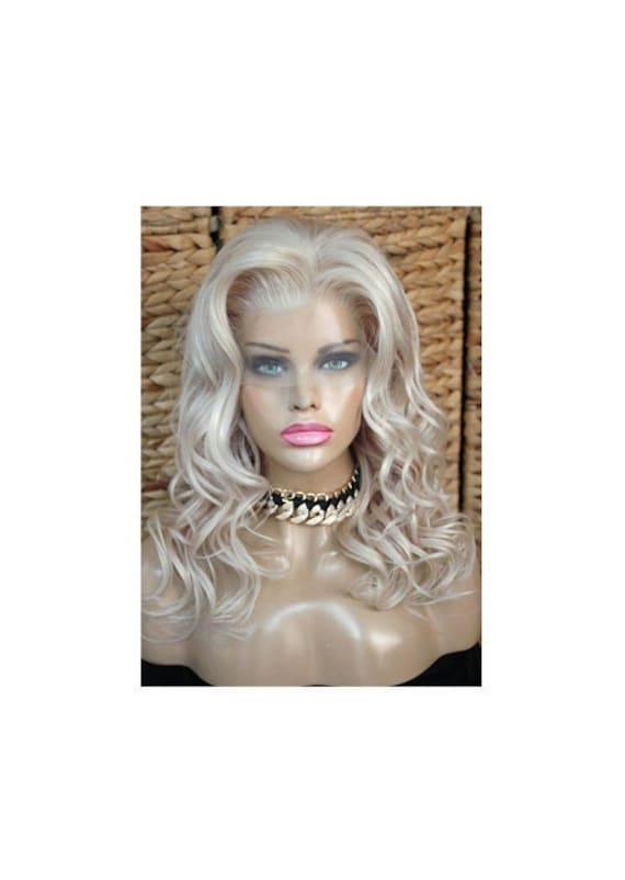 Perücke Remy Echthaar Brasilianisch 100% Lace Front Wig Gewellt Wellig Lang Blond Hellblond Aschblond Eisblond Platinblond 13x4 Natürlich von Etsy - JLWLaceWigPeruecken