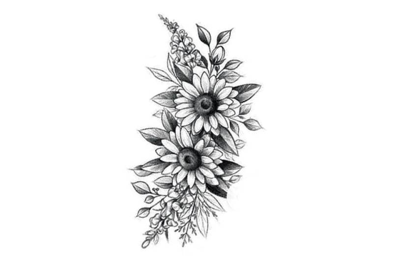 Blume Temporäres Tattoo, Floral Festival Tattoos, Schwarze Floral Tattoo von Etsy - JUZIgift