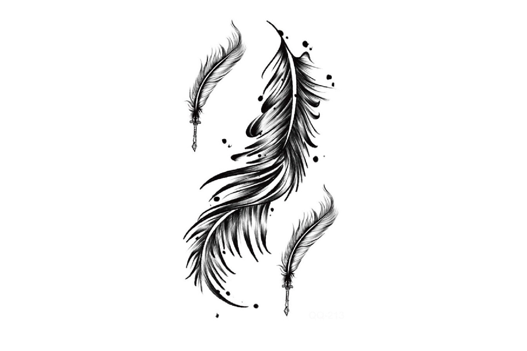 Feder Temporäre Tattoo, Tattoo| Schwarze Federn Tattoos | Festival Tattoo Sommer Tattoo-Design, Tattoo-Ideen, Tattoo-Blitz von Etsy - JUZIgift