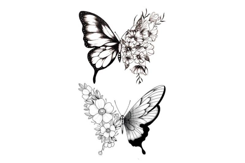 Schmetterling Temporäres Tattoo, Blumen Floral Festival Kleines Mädchen Wildblumen Tattoo von Etsy - JUZIgift