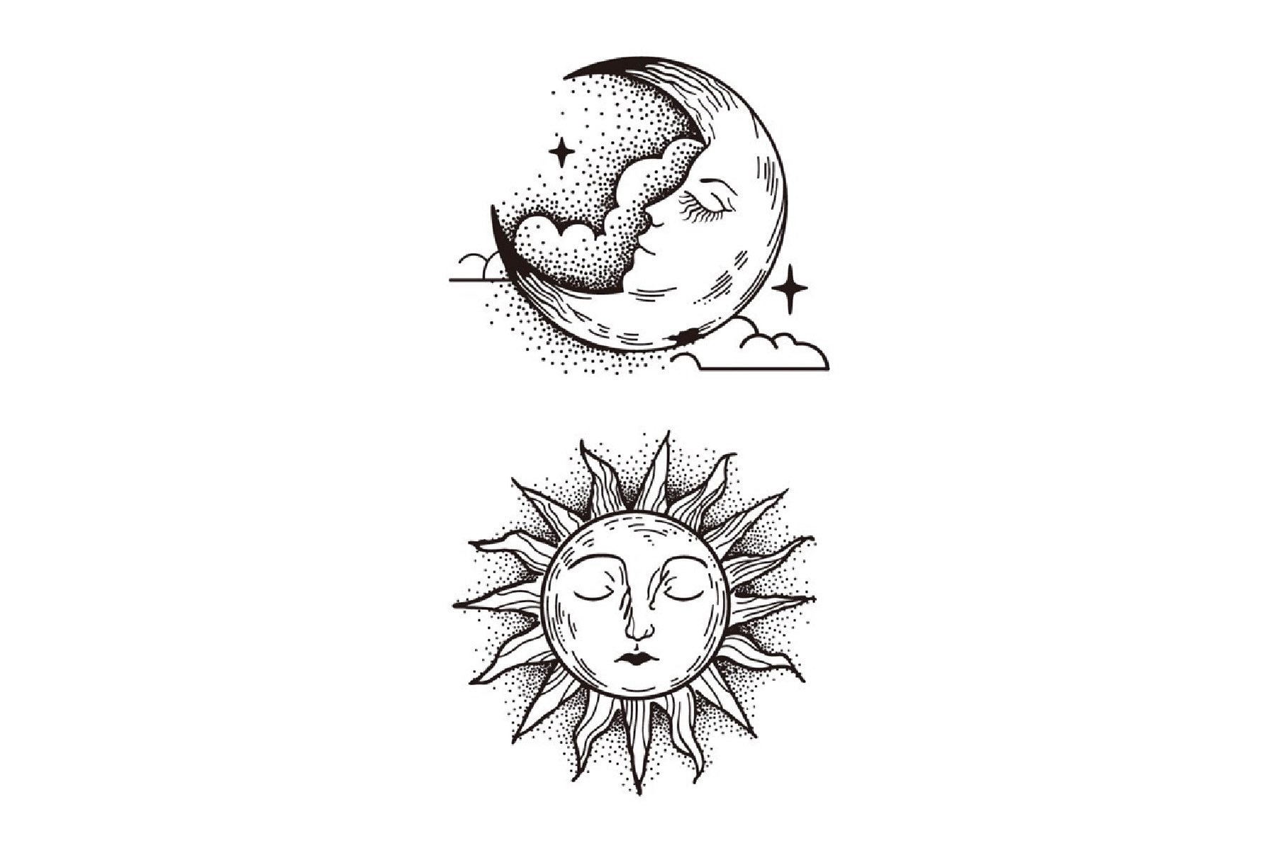 Sonne Temporäres Tattoo, Mond Mädchen Galaxy Kleine Tattoos, Sommer Universum Tattoo von Etsy - JUZIgift