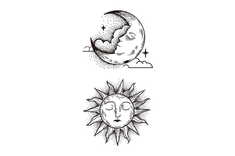 Sonne Temporäres Tattoo, Mond Mädchen Galaxy Kleine Tattoos, Sommer Universum Tattoo von Etsy - JUZIgift