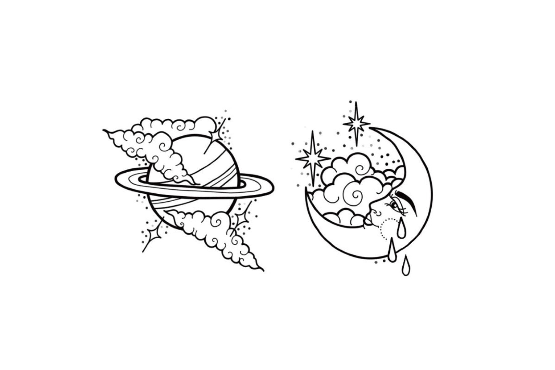 Sonne Temporäres Tattoo, Mond Mädchen Galaxy Kleine Tattoos, Sommer Universum Tattoo von Etsy - JUZIgift