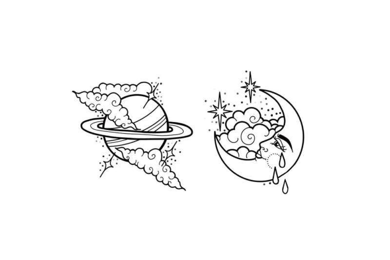 Sonne Temporäres Tattoo, Mond Mädchen Galaxy Kleine Tattoos, Sommer Universum Tattoo von Etsy - JUZIgift