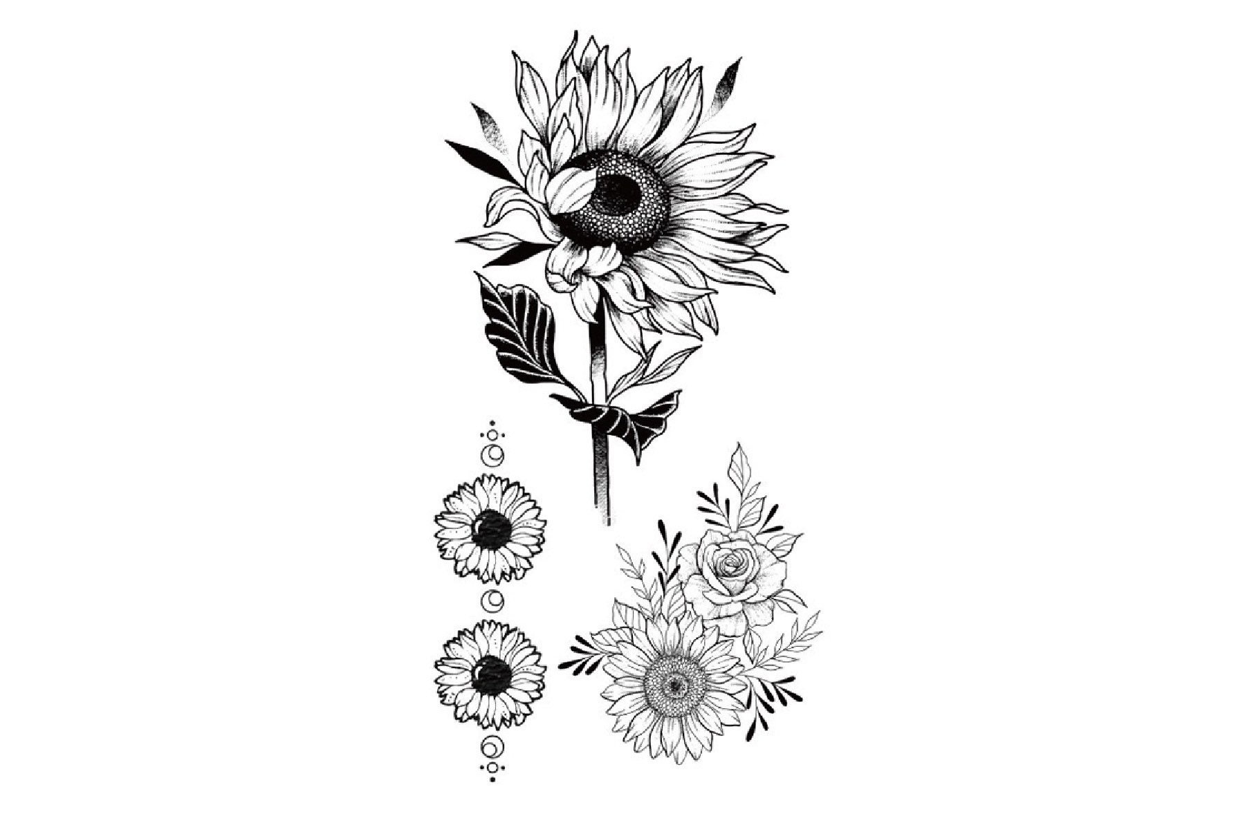 Sonnenblume Temporäres Tattoo, Blumen Floral Festival Kleines Mädchen Wildblumen Tattoo von Etsy - JUZIgift