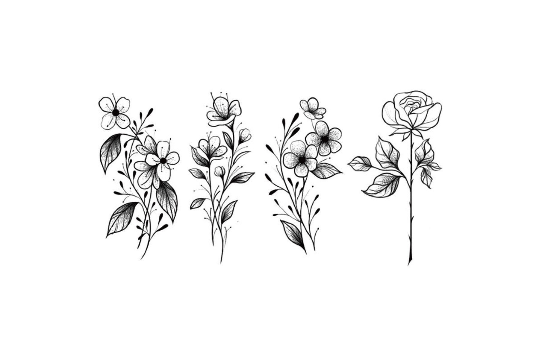 Temporäres Tattoo, Blumen Floral Festival Kleines Mädchen Wildblumen Rose Tattoo von Etsy - JUZIgift