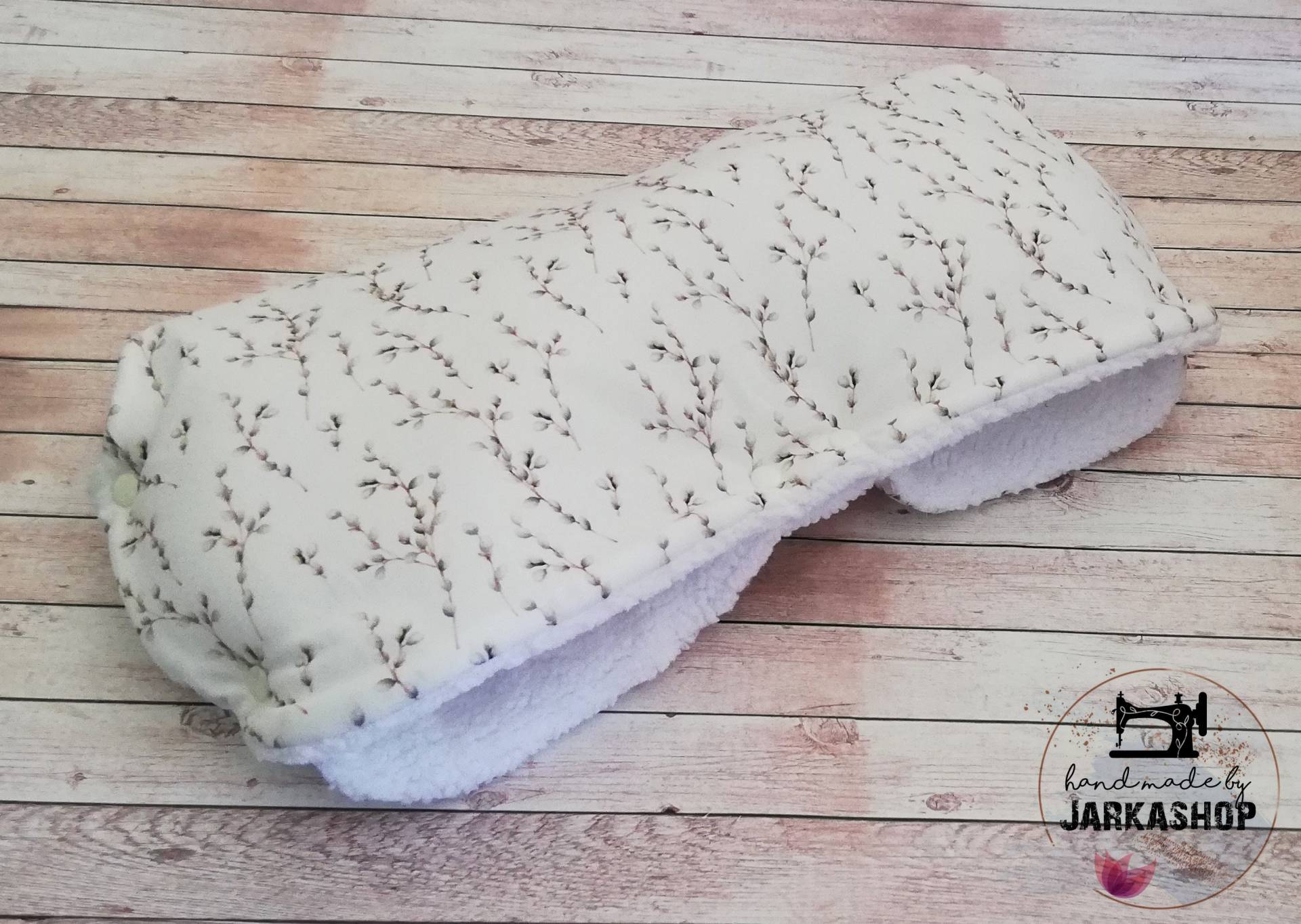 Kinderwagenmuff Mit Vlies Und Teddyplüsch, Handwärmer"Weidenkätzchenzweig Braun-Weiß", Nach Wünsch Namen, Personalisierung, Winter Kinderwagenmuff Mit Vlies Und Teddyplüsch, Handwärmer"Weidenkätzchenzweig Braun-Weiß", Nach Wünsch Namen, Personalisierung, Winter von Etsy - Jarkashop