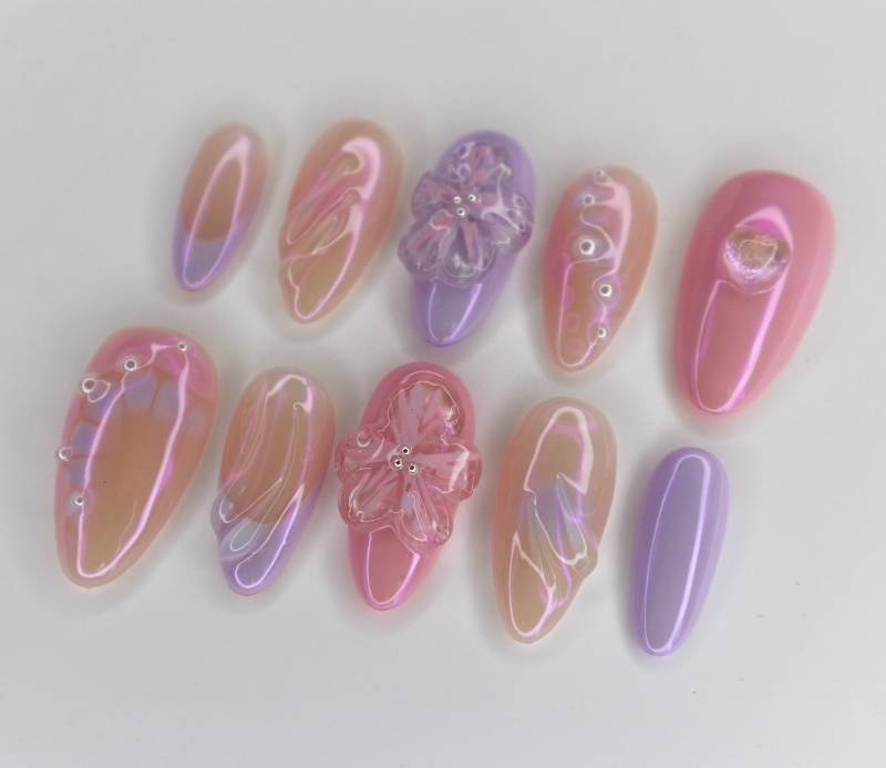 Lilac Pink Orchid Press On Nails von Etsy - JasminsPressOns