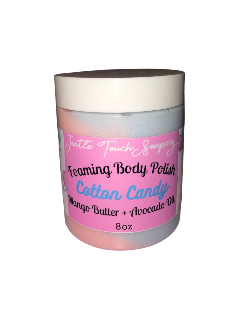 Schwarze Eigen-Cotton Candy-Schlagseife Zuckerpeeling-Duftende Feuchtigkeitsspendende Körperpolitur-Peeling-Peeling von Etsy - Jentletouchsoapery