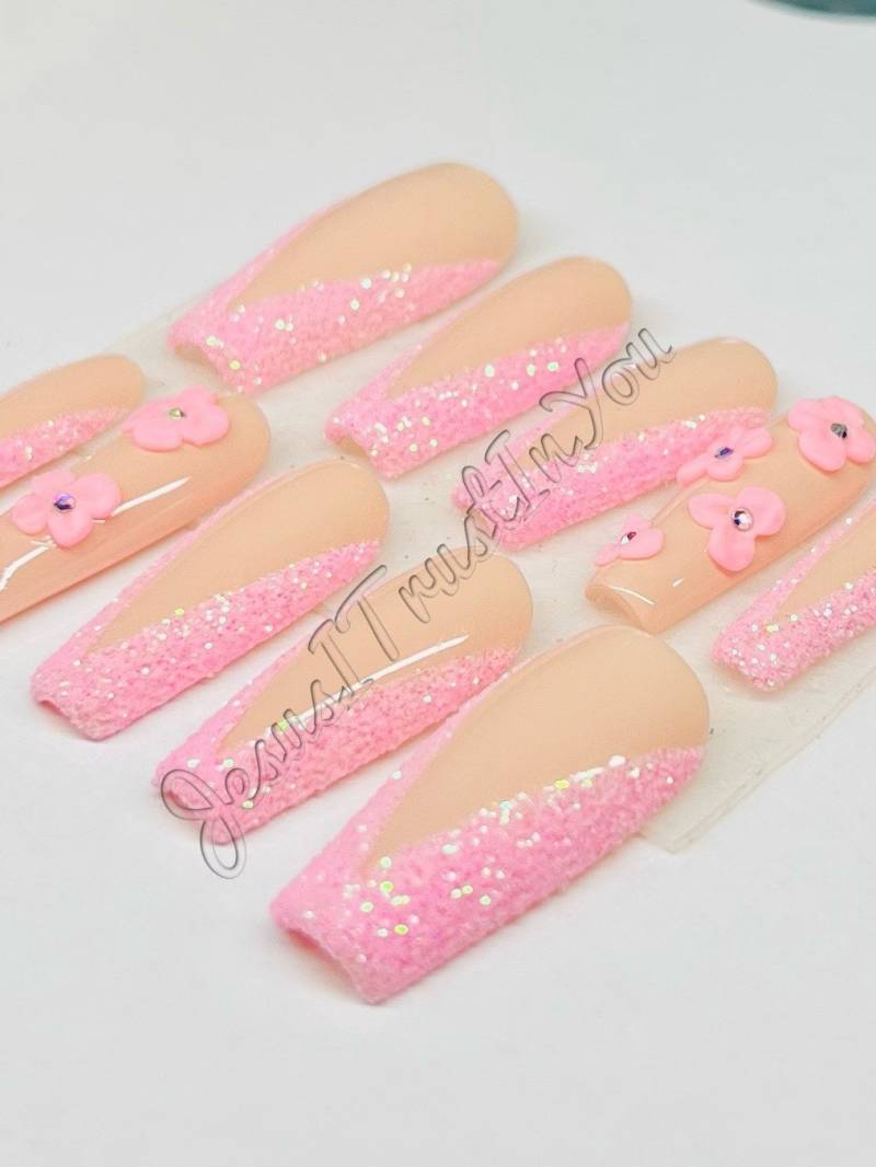 Pinky - Xxxl Xxl Xl Ballerina Gel Press On Nails von Etsy - JesusItrustInYouCo