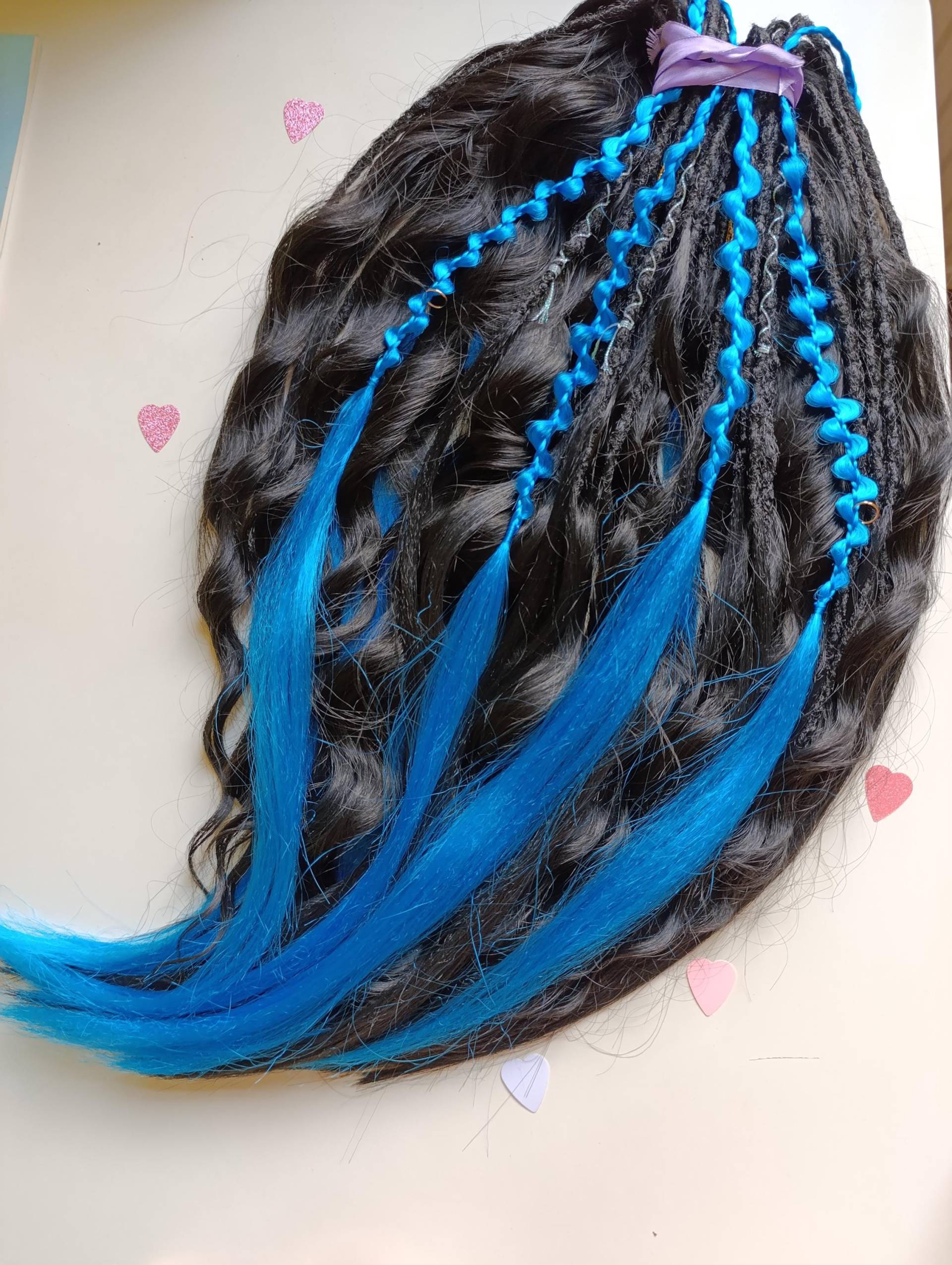 Blau Schwarz Curly Kanekalon Haarverlängerungen Set Zum Flechten Crochet Twist Festival Frisuren Look Blau Schwarz Curly Kanekalon Haarverlängerungen Set Zum Flechten Crochet Twist Festival Frisuren Look von Etsy - KIRINDREADS