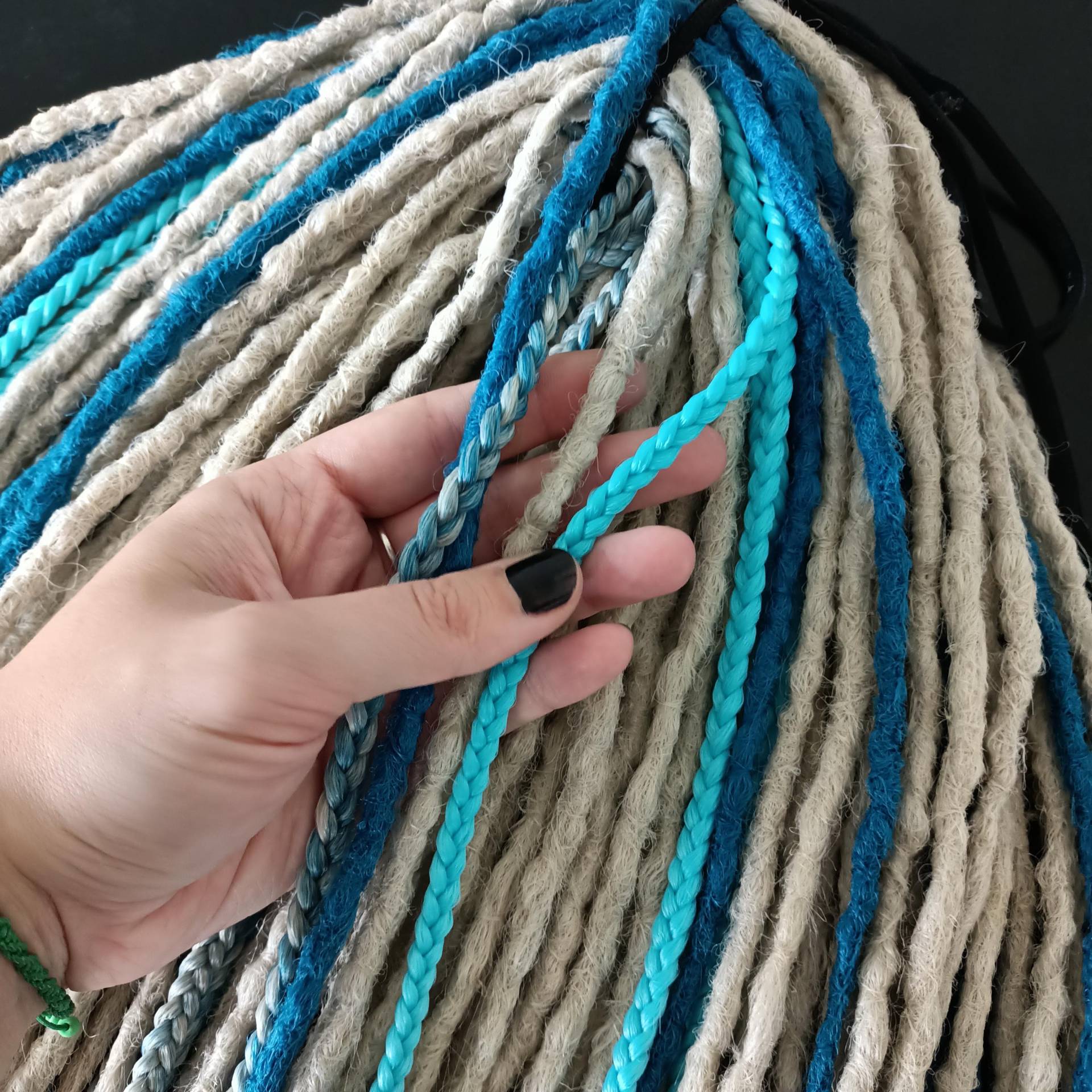 Lange Blaue Häkeln Haare/Türkise Dreadlocks Doppel Ended Platin Zöpfe Verlängerungen Distressed Loks Für Rave Outfit von Etsy - KIRINDREADS