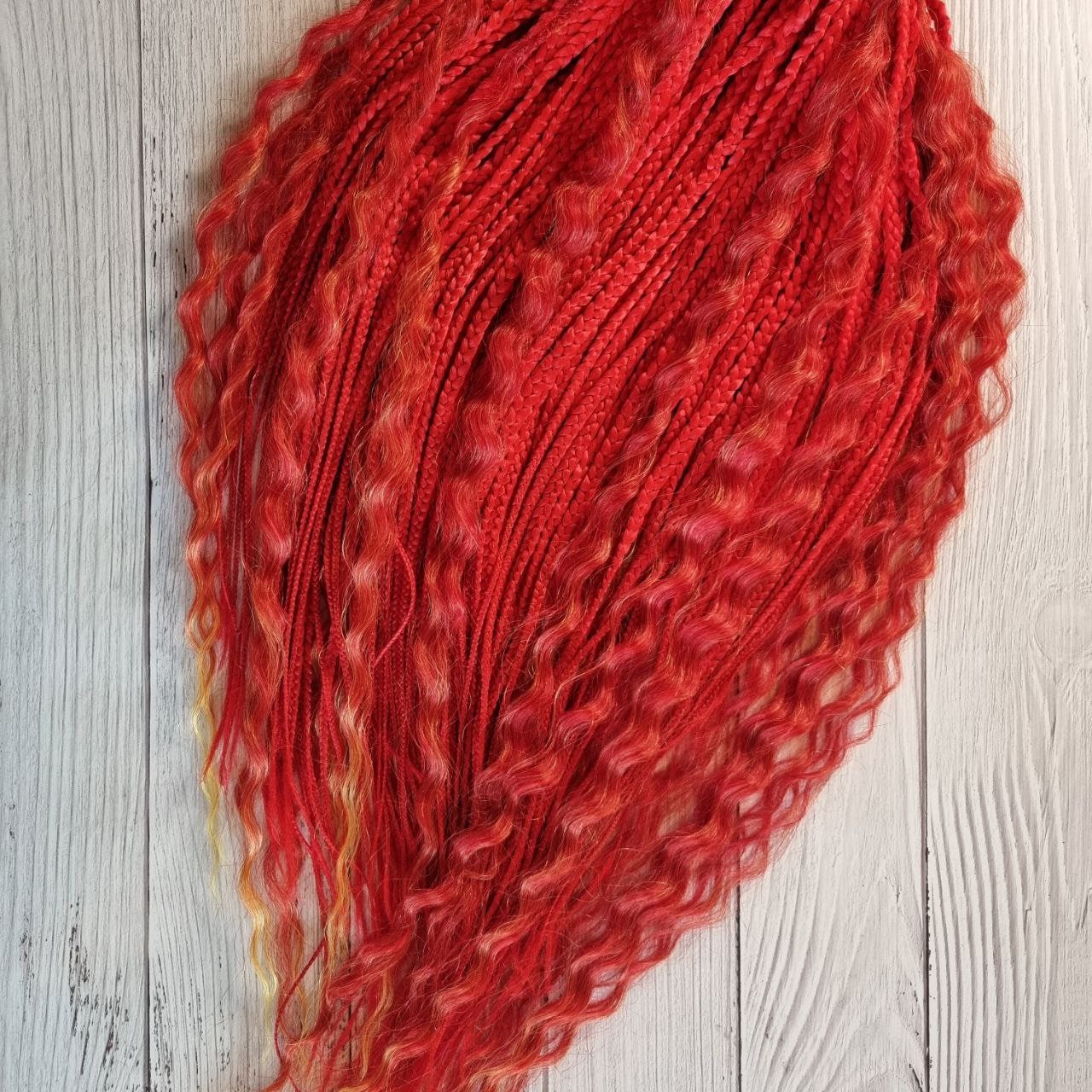 Personalisierte Rote Haarverlängerung Kanekalon Curly Handgemachte Dreads Personalisierte Rote Haarverlängerung Kanekalon Curly Handgemachte Dreads von Etsy - KIRINDREADS