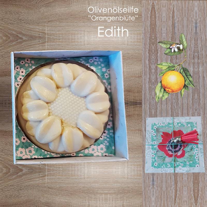 Olivenölseife | Geschenkbox + "Orangenblüte" - Edith Natürliche, Kaltgerührte, Rustikale Motivseife Kleines Geschenk von Etsy - KarlbergKreativ