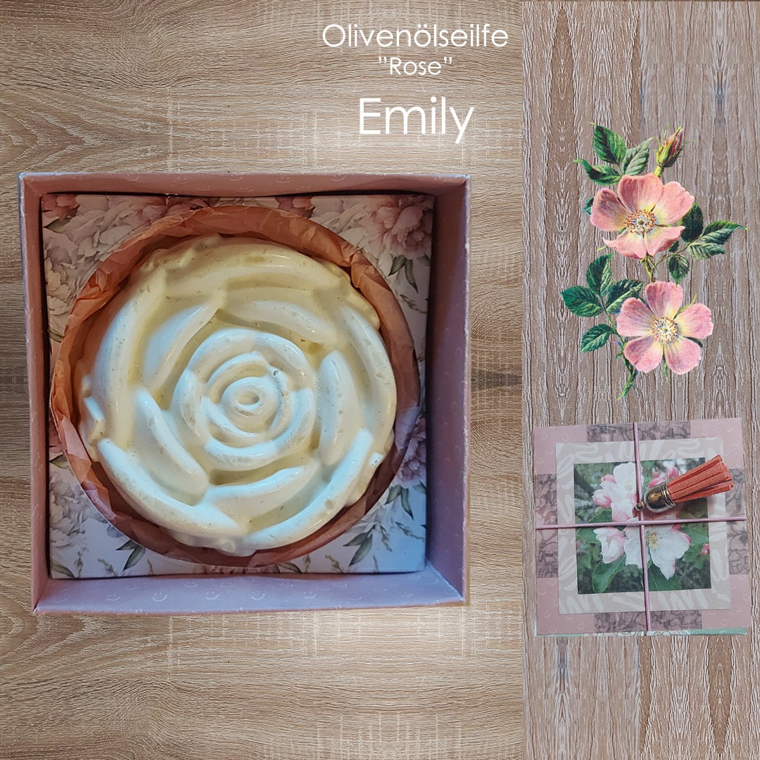 Olivenölseife | Geschenkbox + "Rose" - Emily Natürliche, Kaltgerührte, Rustikale Motivseife Kleines Geschenk von Etsy - KarlbergKreativ