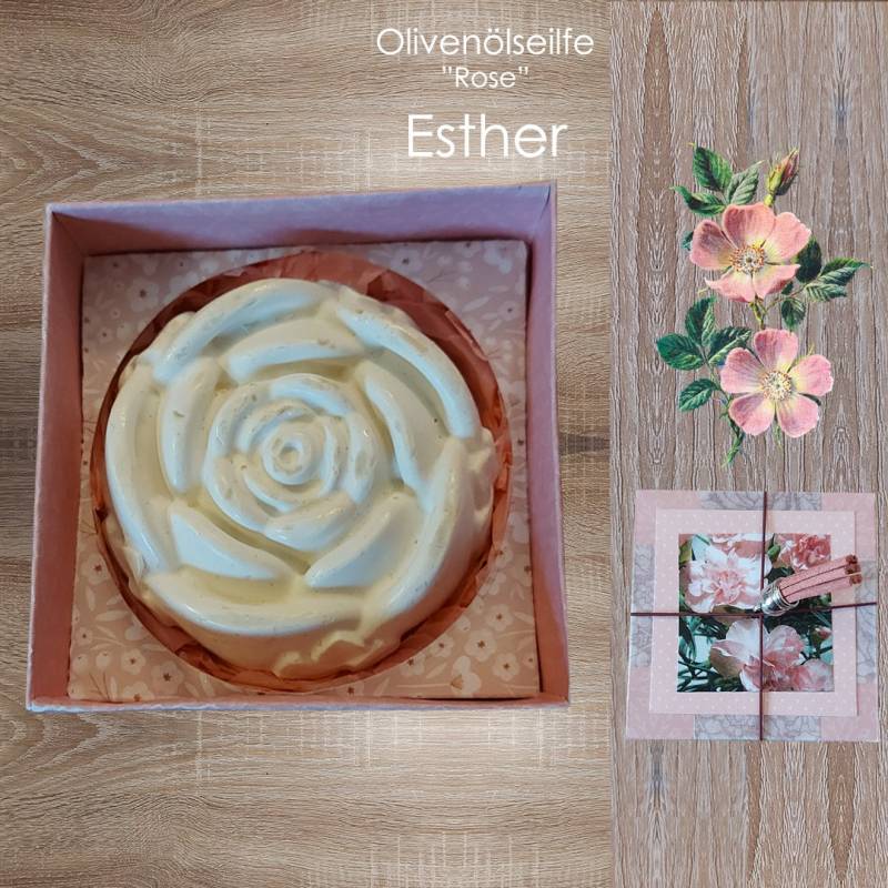 Olivenölseife | Geschenkbox + "Rose" - Esther Natürliche, Kaltgerührte, Rustikale Motivseife Kleines Geschenk von Etsy - KarlbergKreativ