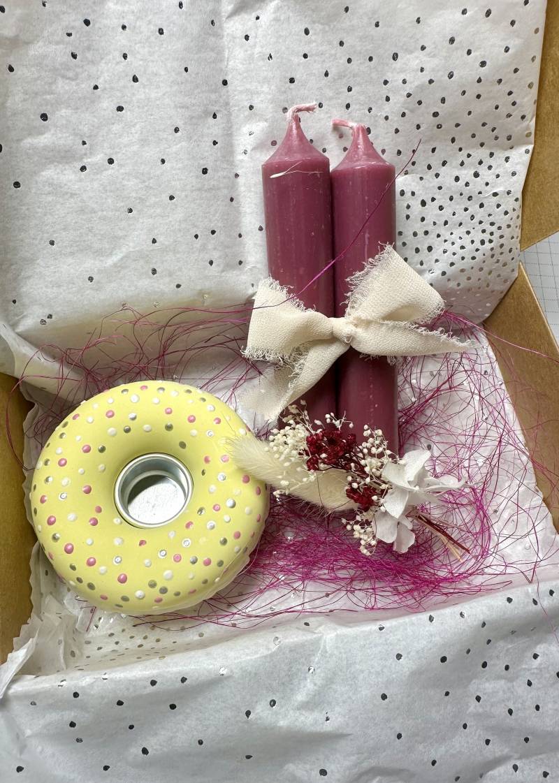 Donut - Kerzenständer Kerzenhalter Mit Kerze Geschenkset Auspacken Und Freuen- Geburtstag Geburtstagsgeschenk von Etsy - KathisPapierkunst