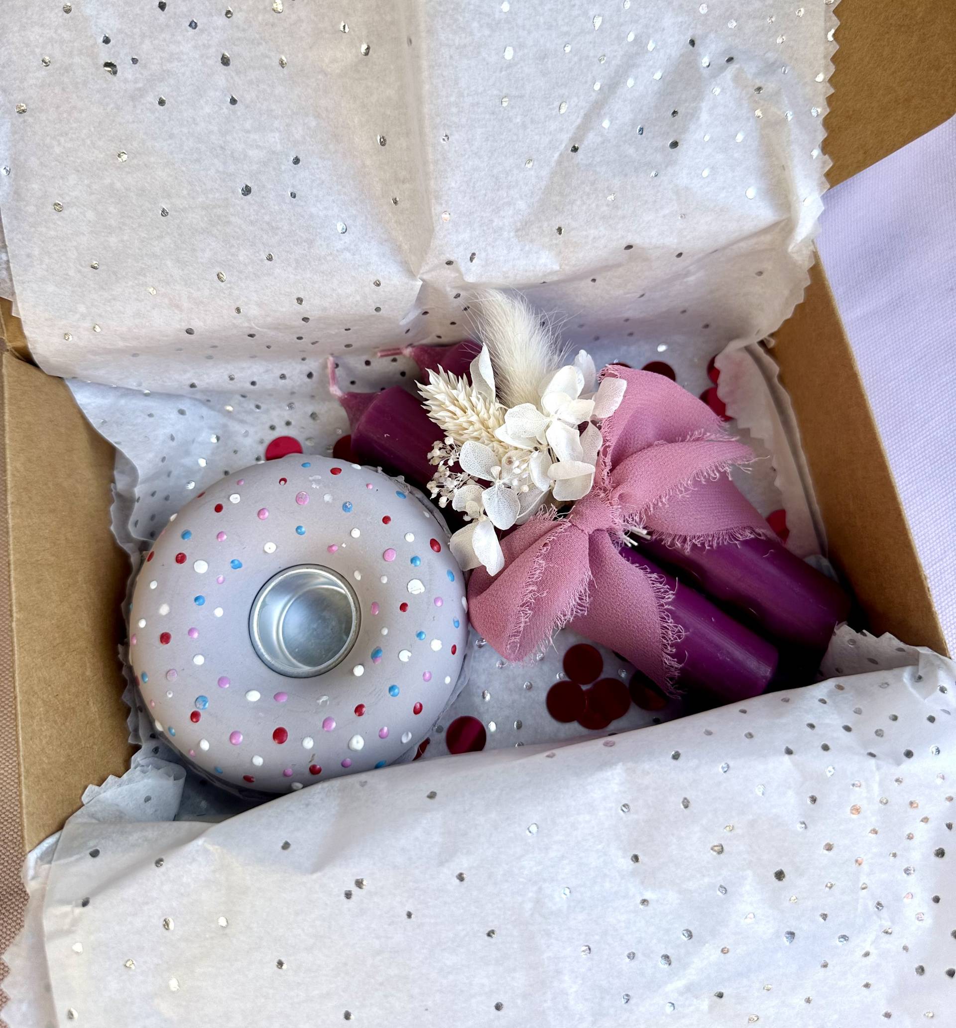 Donut - Kerzenständer Kerzenhalter Mit Kerze Geschenkset Auspacken Und Freuen Geburtstag Geburtstagsgeschenk von Etsy - KathisPapierkunst